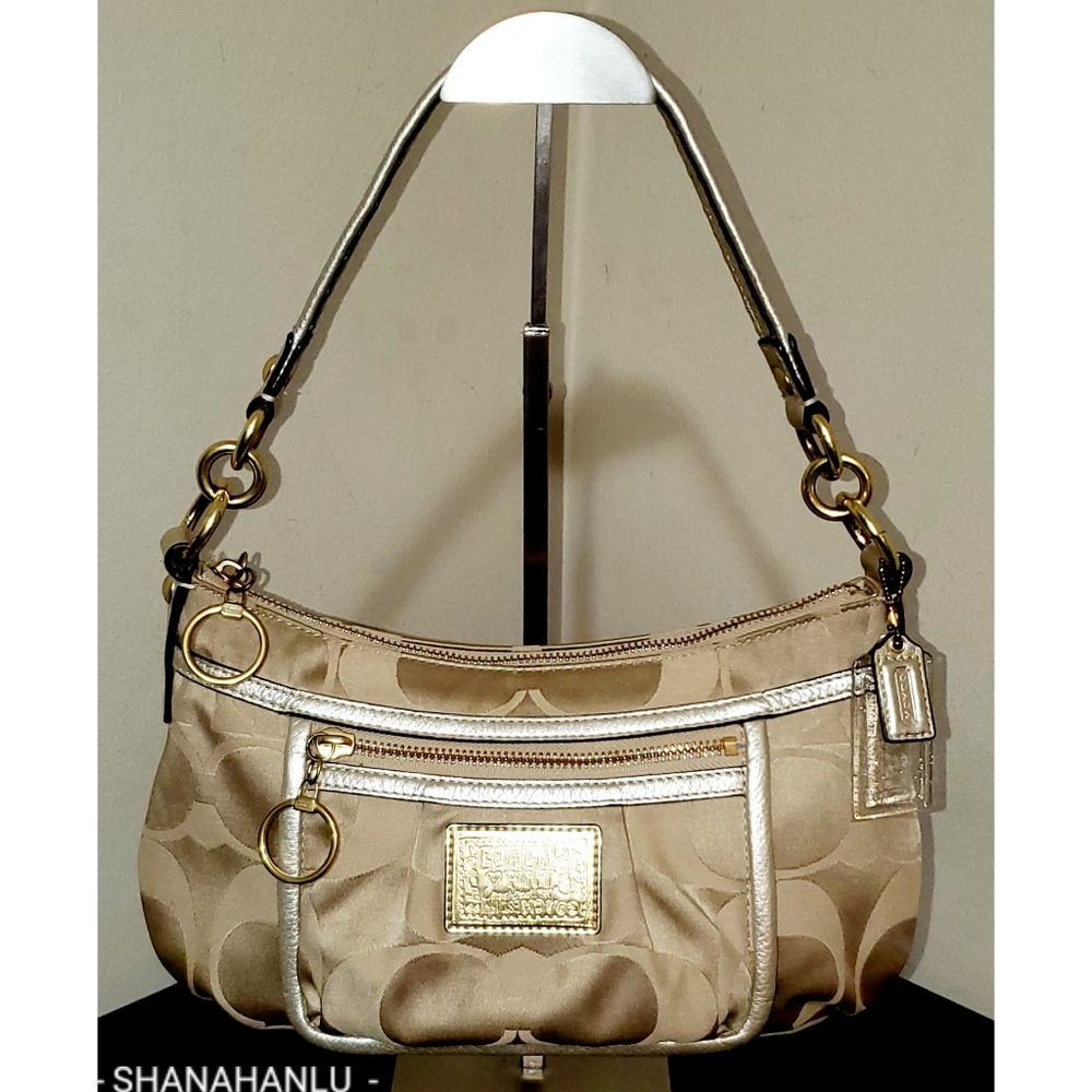 Coach Poppy Signature C Khaki/Gold Baguette - Picture 1 of 8